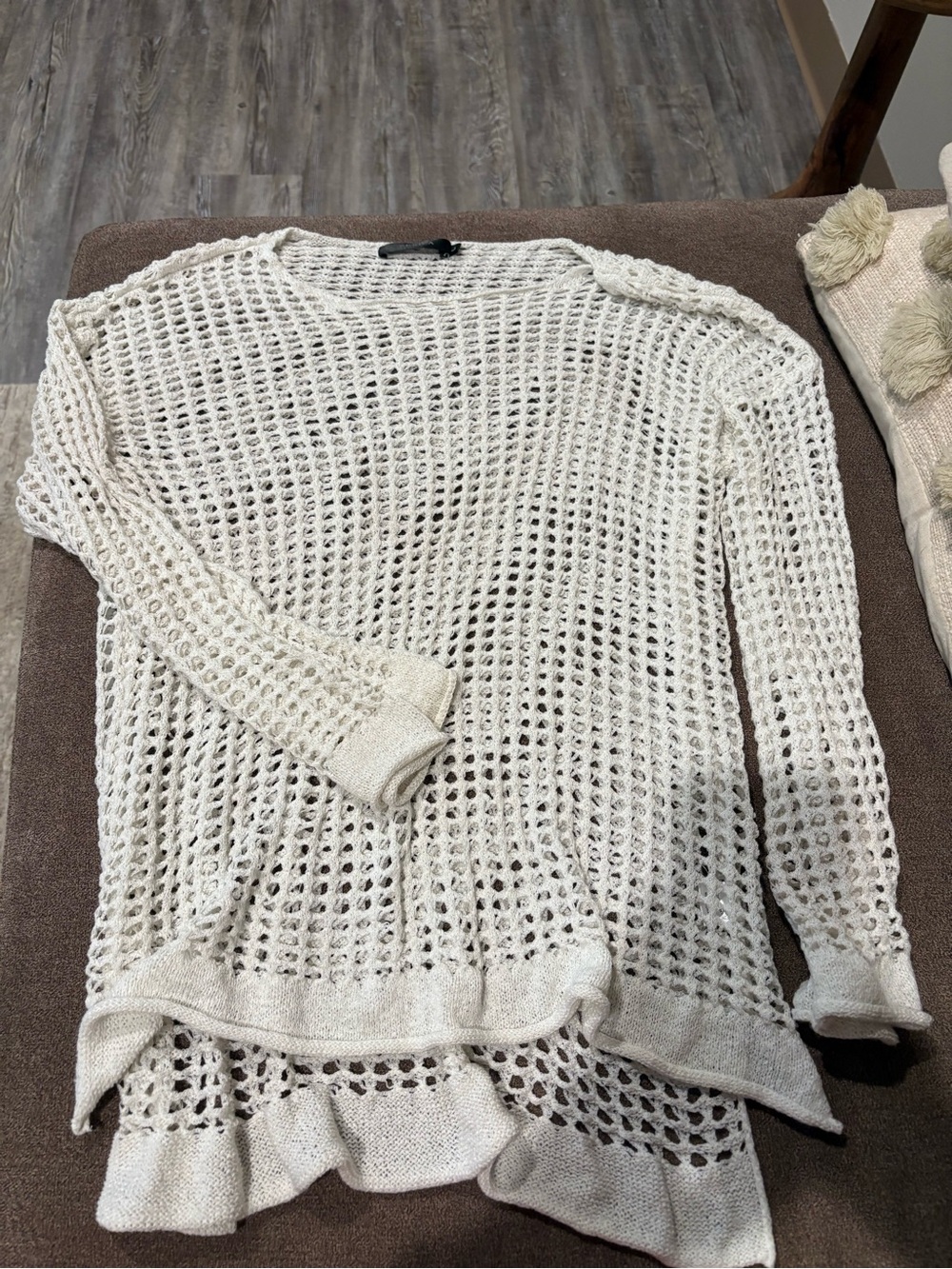 Light Cream Open-Knit Women’s Sweater